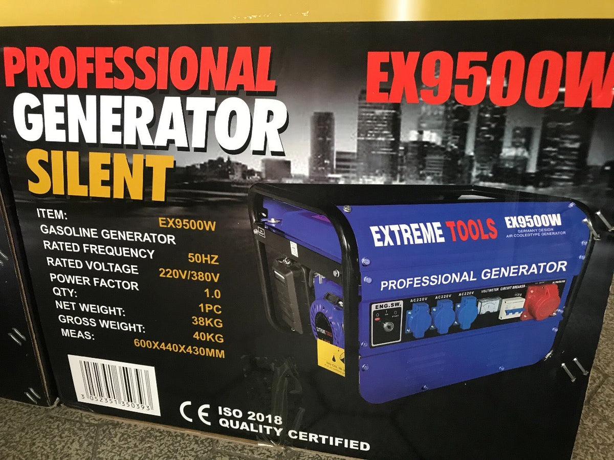 Extreme tools Germany generador eléctrico de gasolina 9500W de potencia motor cuatro tiempos