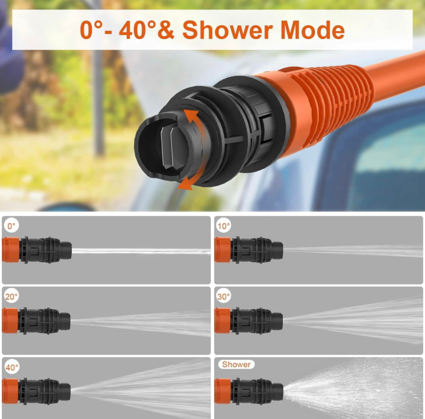Lavadora de alta pressão portátil a bateria de 580 PSI com bateria de 4,0 Ah e bico giratório, ideal para automóveis, barcos e jardins