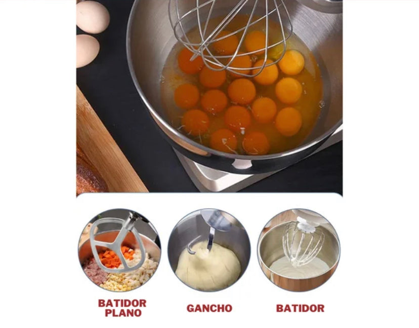 Robot de cozinha Homelux 3 em 1, 10 litros, 2300 W, taça em aço inoxidável, 6 velocidades. Cores: Vermelho, Preto e Cinza