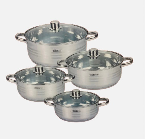 Trem de cozinha de 4 panelas em aço inoxidável para todos os tipos de fogões