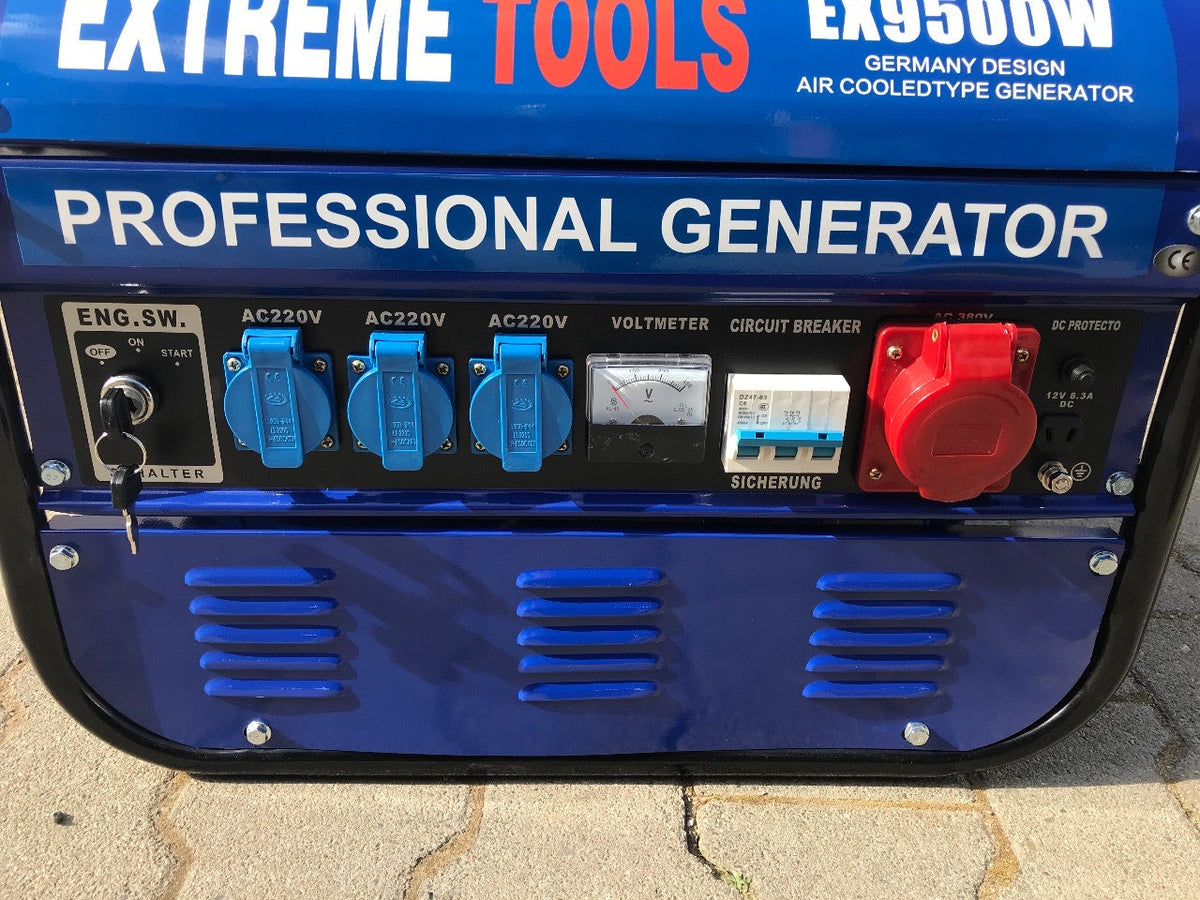 Extreme tools Germany generador eléctrico de gasolina 9500W de potencia motor cuatro tiempos