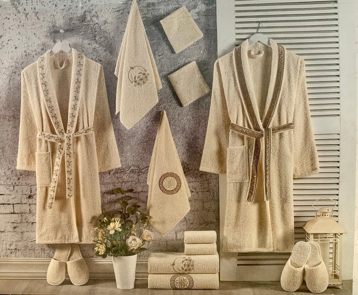 Conjunto de toalha de banho e robe 5 estrelas com 8 peças para casal