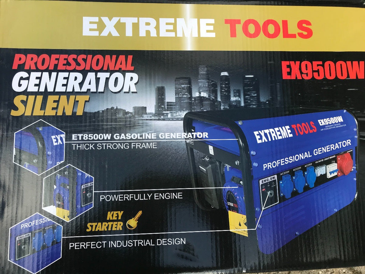 Extreme tools Germany generador eléctrico de gasolina 9500W de potencia motor cuatro tiempos