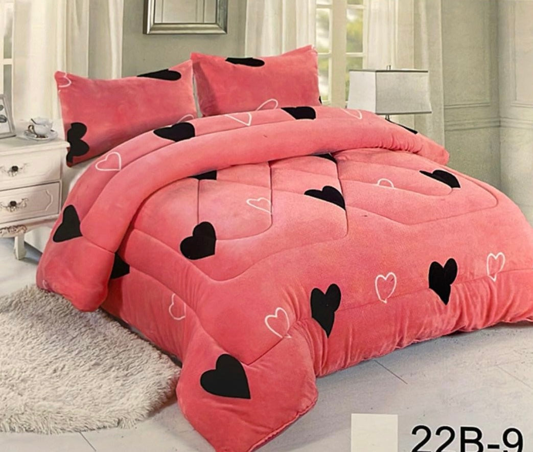 Edredão de inverno em pele de cordeiro com enchimento para todos os tipos de cama de casal com 2 fronhas disponíveis em várias cores