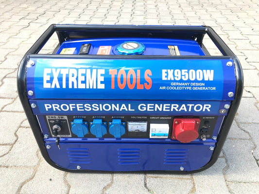 Extreme tools Germany generador eléctrico de gasolina 9500W de potencia motor cuatro tiempos