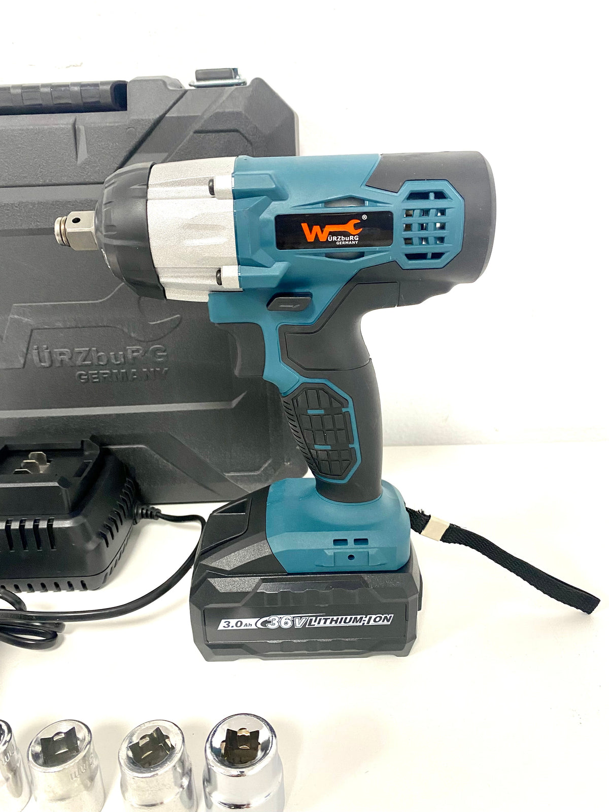 Würzburg Germany Chave de impacto sem fios de 36 V, aparafusadora de impacto com bateria de 3,0 Ah e 4 tomadas de impacto