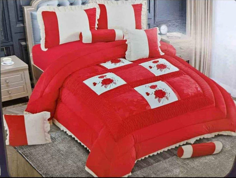 Juego de 8 piezas edredón grueso con relleno y fundas de cojines para cama matrimonio