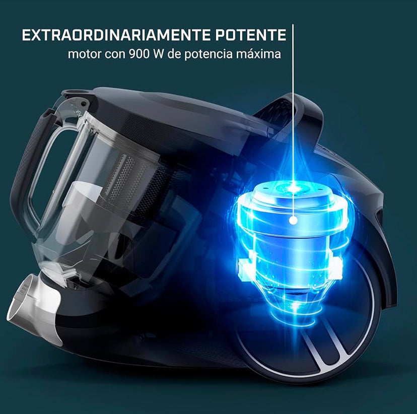Swiss Line Switzerland Compact XXL - Aspirador sem saco, motor de baixo consumo de energia, 900 W, filtragem ciclónica avançada, depósito de sujidade extragrande de 3 litros, compacto, kit clássico