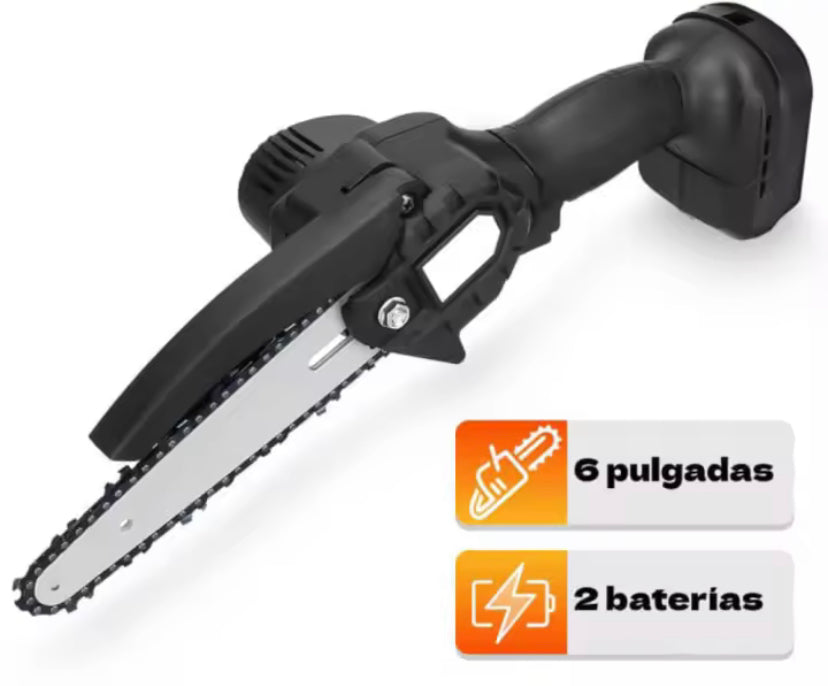 LINEA HD - Mini motosserra elétrica portátil de 6 polegadas (15 cm), 2 baterias de 21 V, 1500 mAh, fecho de segurança, carregador, kit de ferramentas e mala de transporte.