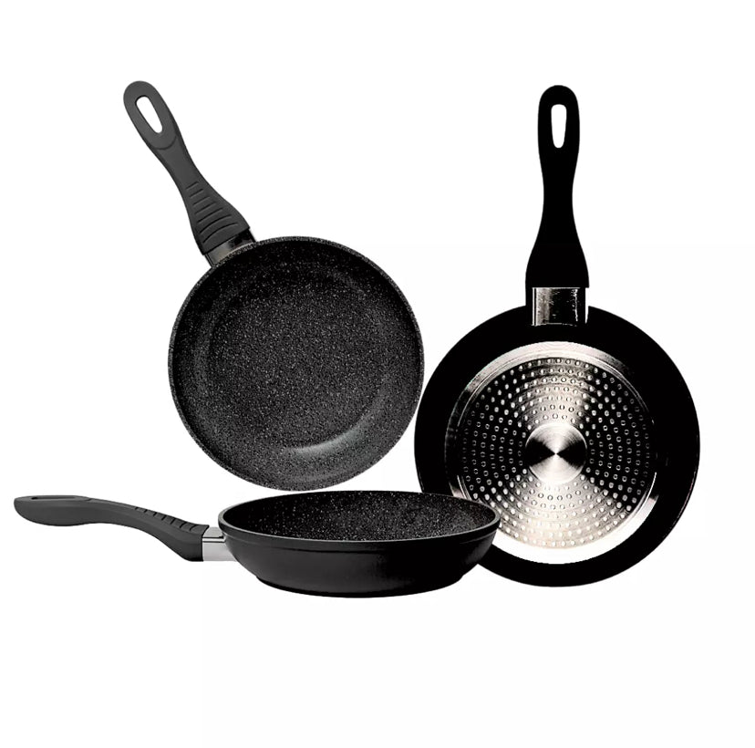 Conjunto de 3 frigideiras 20/24/28cm revestimento antiaderente em pedra