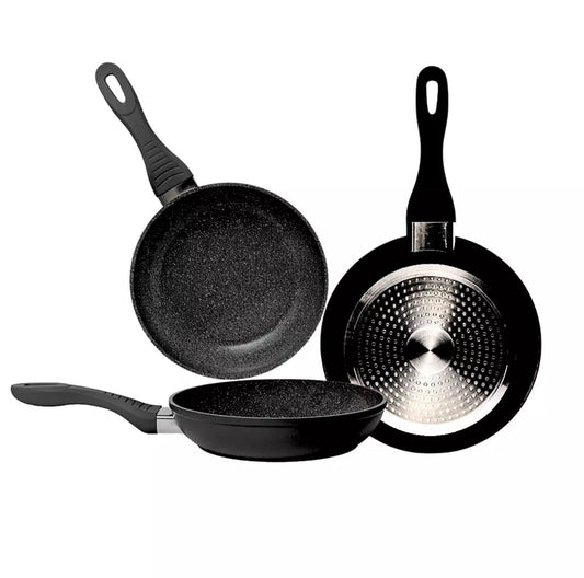 Conjunto de 3 frigideiras 20/24/28cm revestimento antiaderente em pedra