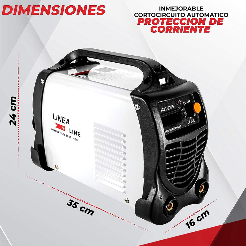 PROFESSIONAL Inverter Welder 300A - 15 KVA of Power IGBT Technology Diret Current DC MMA Display Inclui 2 Eléctrodos, Máscara, Escova - Picareta, Pinça de Suporte de Elétrodo Negativo