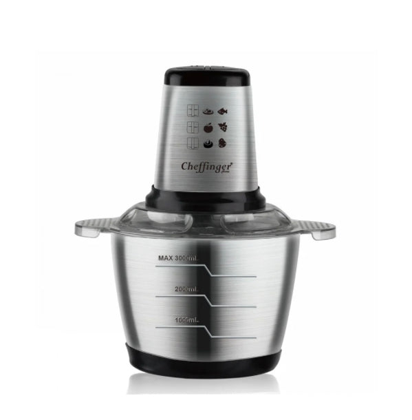 Cheffinger Germany Moedor elétrico multifuncional de carne e legumes em aço inoxidável 1000 W / 3 litros 6 lâminas