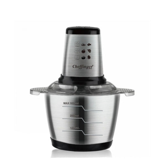 Cheffinger Germany Moedor elétrico multifuncional de carne e legumes em aço inoxidável 1000 W / 3 litros 6 lâminas