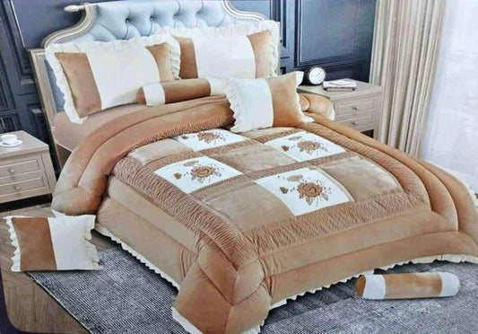 Juego de 8 piezas edredón grueso con relleno y fundas de cojines para cama matrimonio