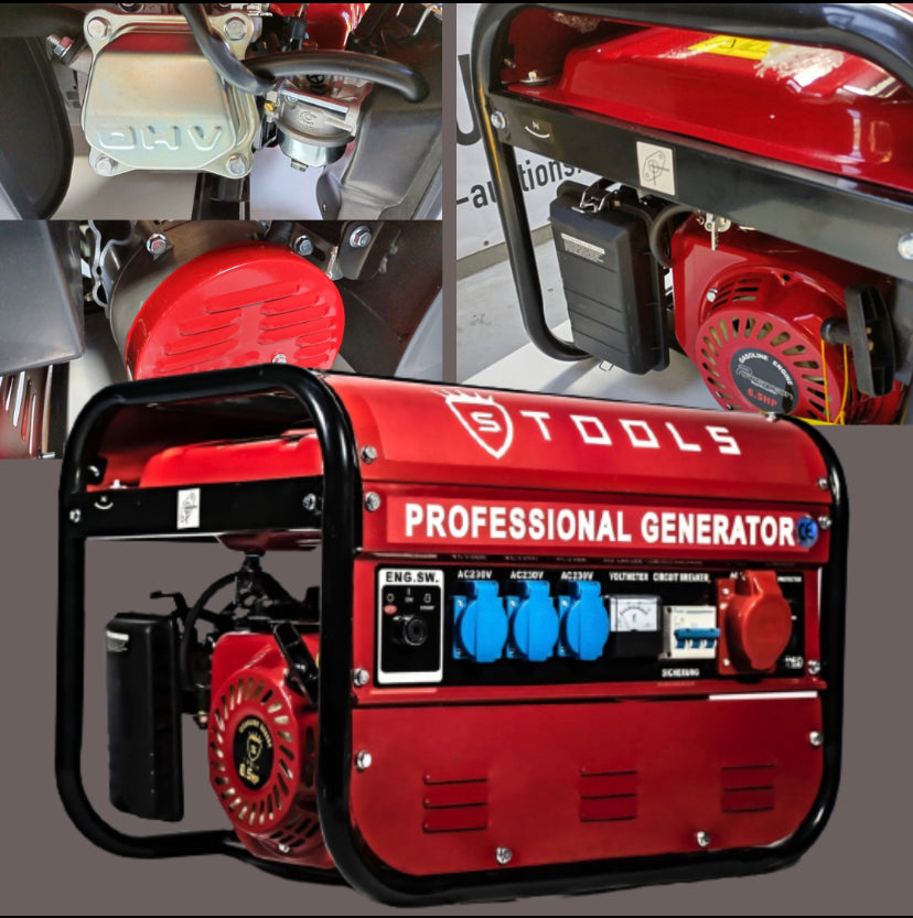 STOOLS Germany Gerador elétrico a gasolina 8500W de funcionamento silencioso com 4 tomadas 15litros Motor a 4 tempos