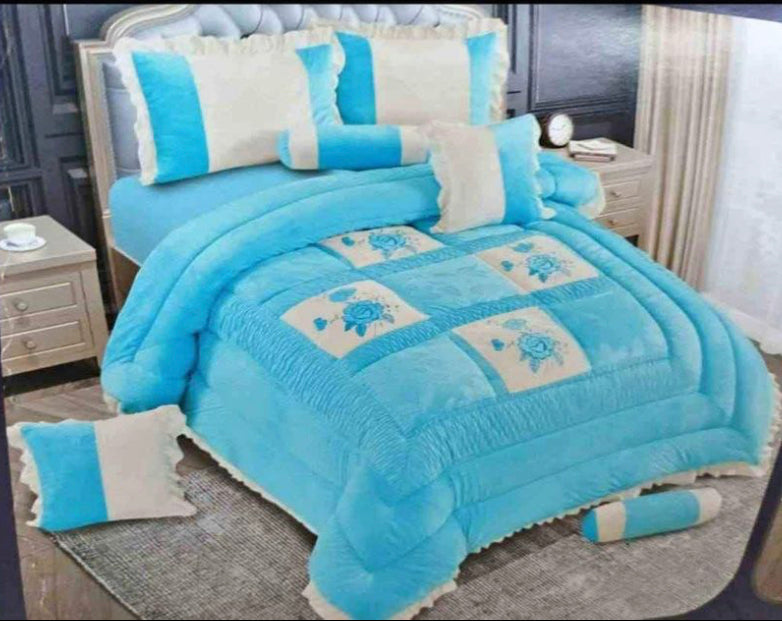 Juego de 8 piezas edredón grueso con relleno y fundas de cojines para cama matrimonio