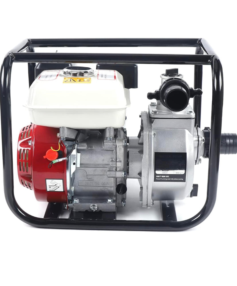 Bomba de água a gasolina de 2 polegadas, motor de 4 tempos, bomba de lago com transferência de água de 60.000 litros por hora e potência de 7 HP