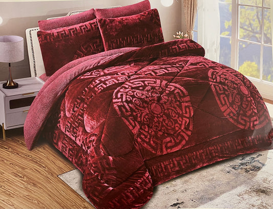 Edredón Borreguito estilo Versace de 5 piezas en varios colores y medidas