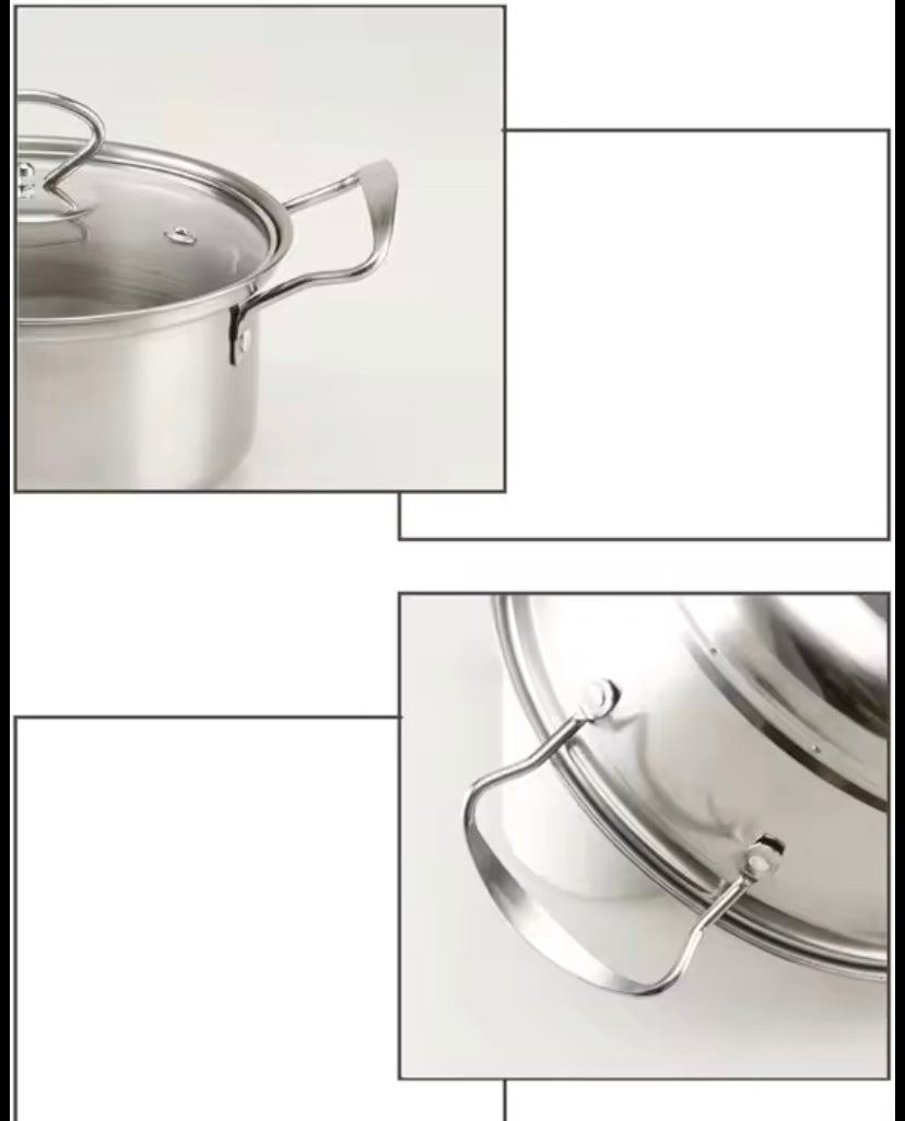 Bateria de cocina de 4 piezas con sus tapaderas en acero inoxidable apta para todo tipo de cocina