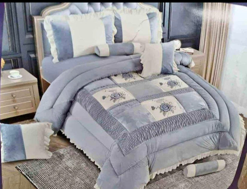 Juego de 8 piezas edredón grueso con relleno y fundas de cojines para cama matrimonio