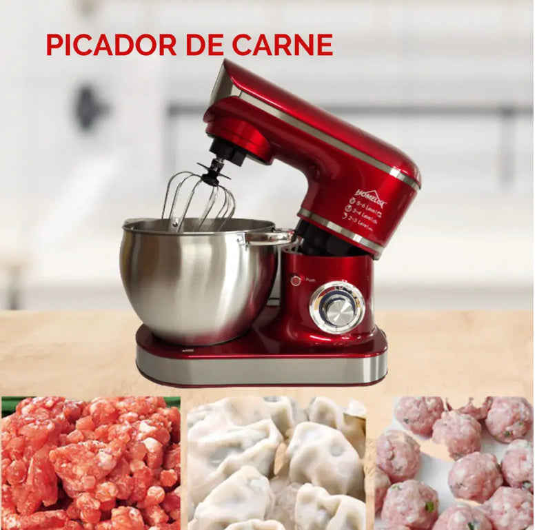 Robot de cozinha Homelux 3 em 1, 10 litros, 2300 W, taça em aço inoxidável, 6 velocidades. Cores: Vermelho, Preto e Cinza