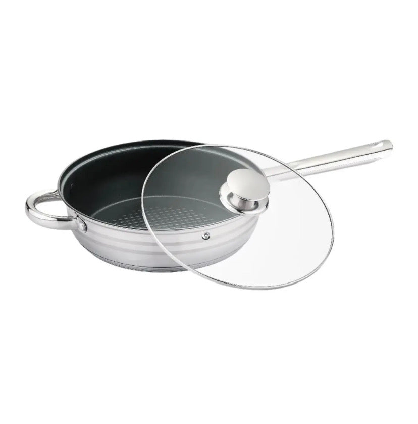 Trem de cozinha de 6 peças em aço inoxidável com tampas - Adequado para todos os tipos de fogões