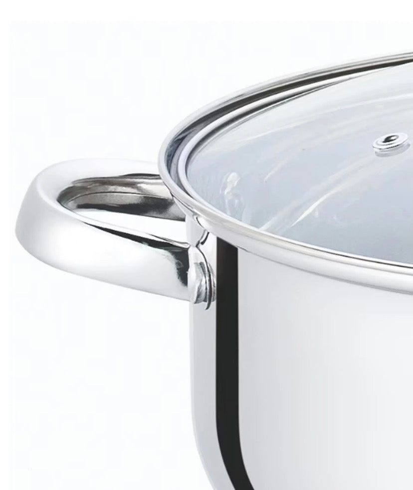 Trem de cozinha de 6 peças em aço inoxidável com tampas - Adequado para todos os tipos de fogões