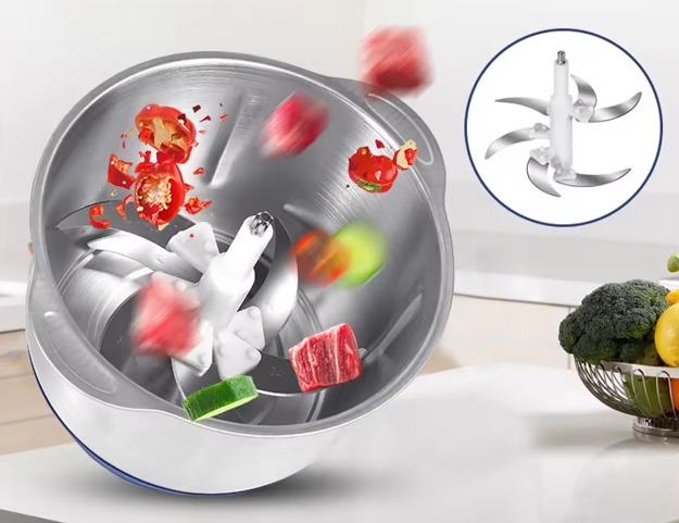 Cheffinger Germany Moedor elétrico multifuncional de carne e legumes em aço inoxidável 1000 W / 3 litros 6 lâminas