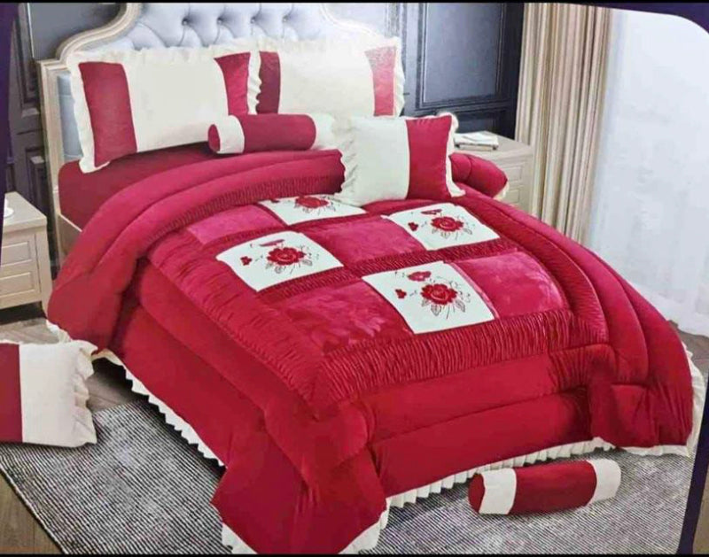 Juego de 8 piezas edredón grueso con relleno y fundas de cojines para cama matrimonio