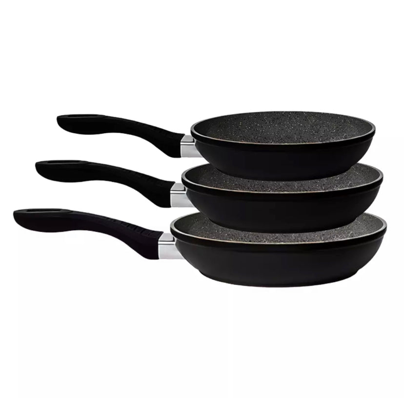 Conjunto de 3 frigideiras 20/24/28cm revestimento antiaderente em pedra