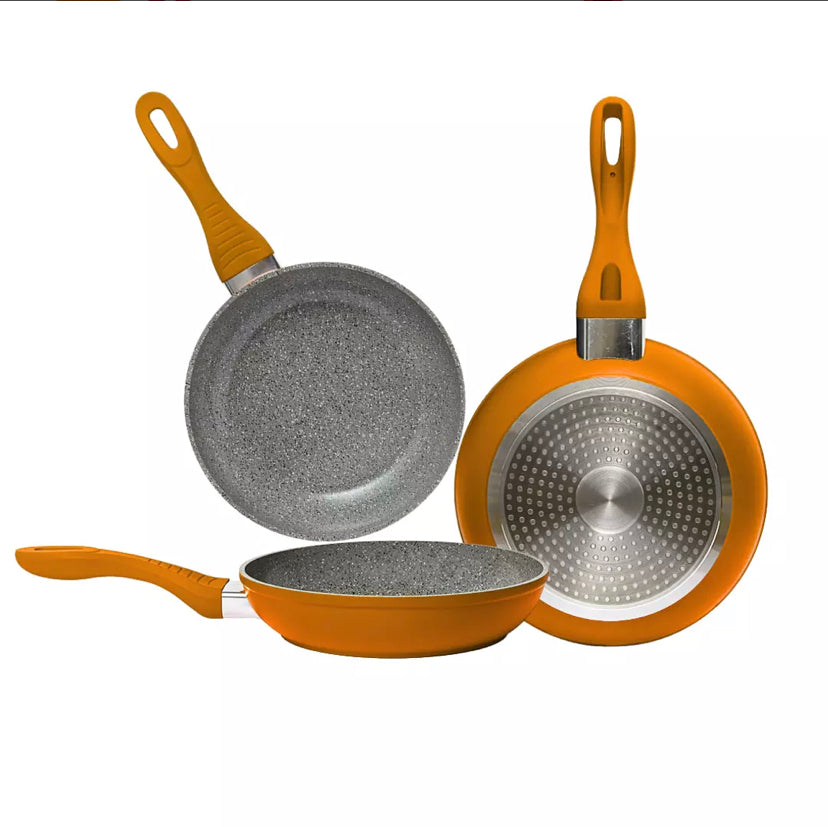 Conjunto de 3 frigideiras 20/24/28cm revestimento antiaderente em pedra