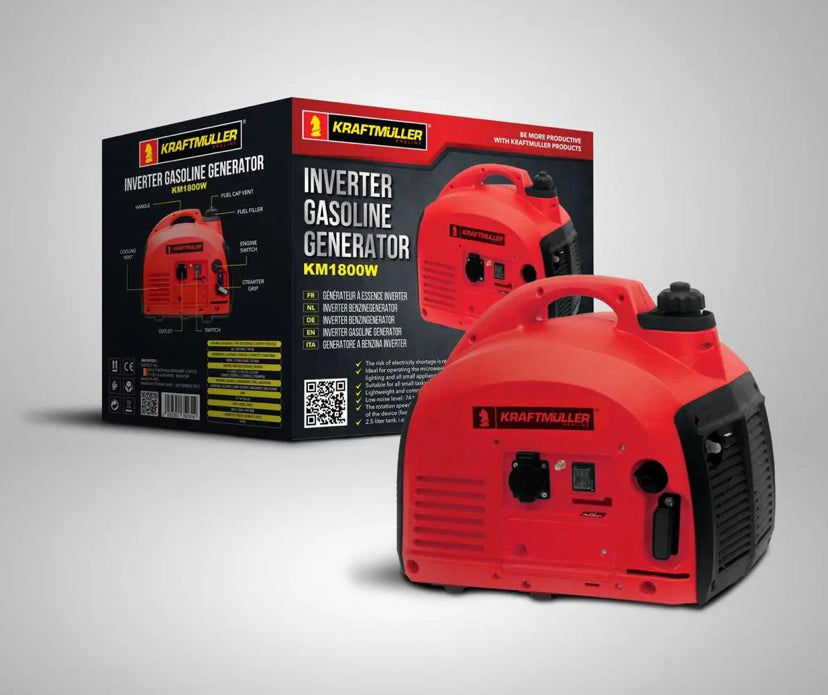 KRAFT MÜLLER Gerador elétrico INVERTER Gasolina 2000W Capacidade máx. Baixo consumo de energia e nível de ruído, tipo mala.