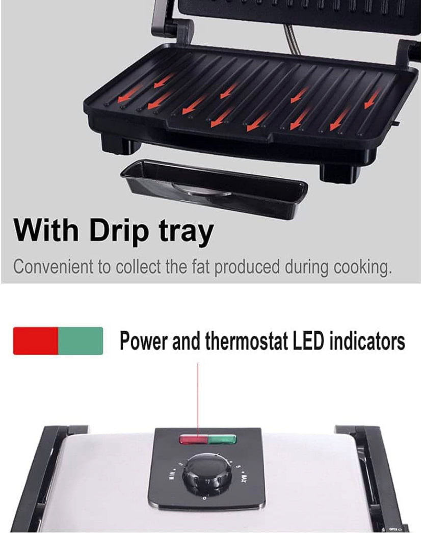 Grelhador Elétrico Panini Sandwich Maker 2000W Regulador de Temperatura Superfície 34x30,2x8,7cm