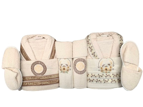 Conjunto de toalha de banho e robe 5 estrelas com 8 peças para casal