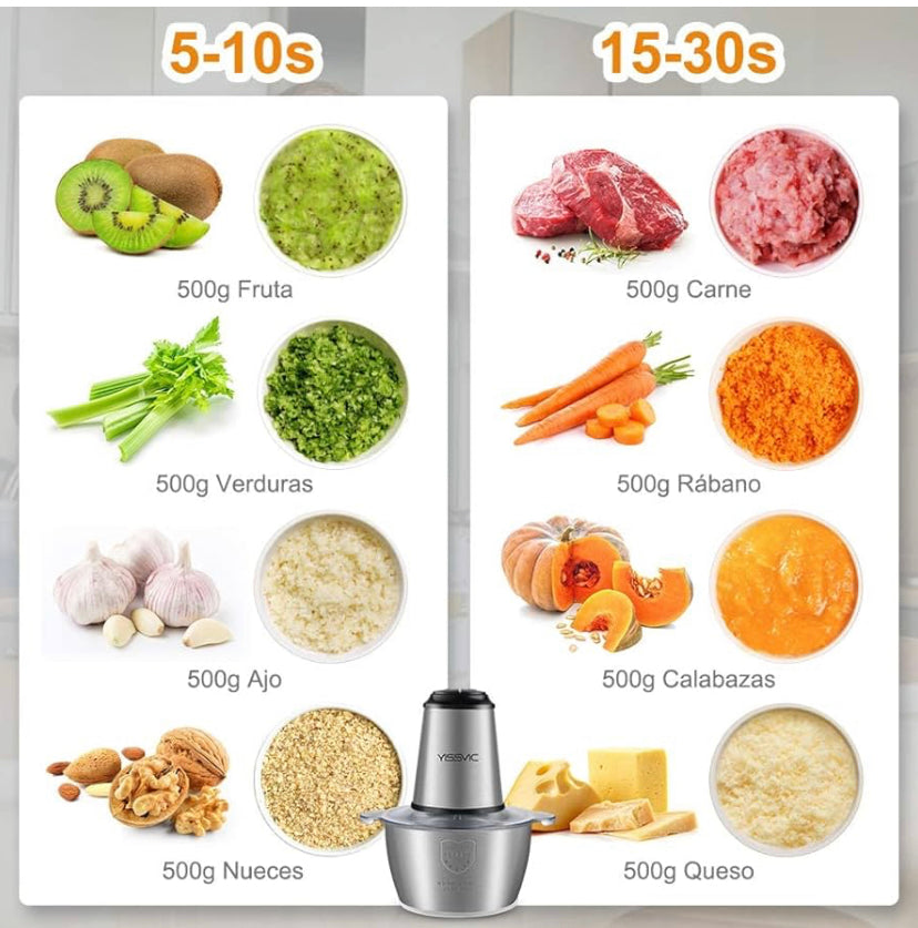 Cheffinger Germany Moedor elétrico multifuncional de carne e legumes em aço inoxidável 1000 W / 3 litros 6 lâminas