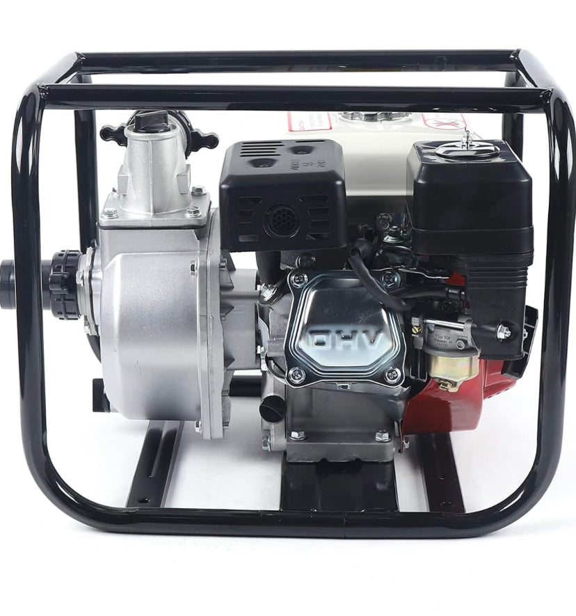 Bomba de água a gasolina de 2 polegadas, motor de 4 tempos, bomba de lago com transferência de água de 60.000 litros por hora e potência de 7 HP