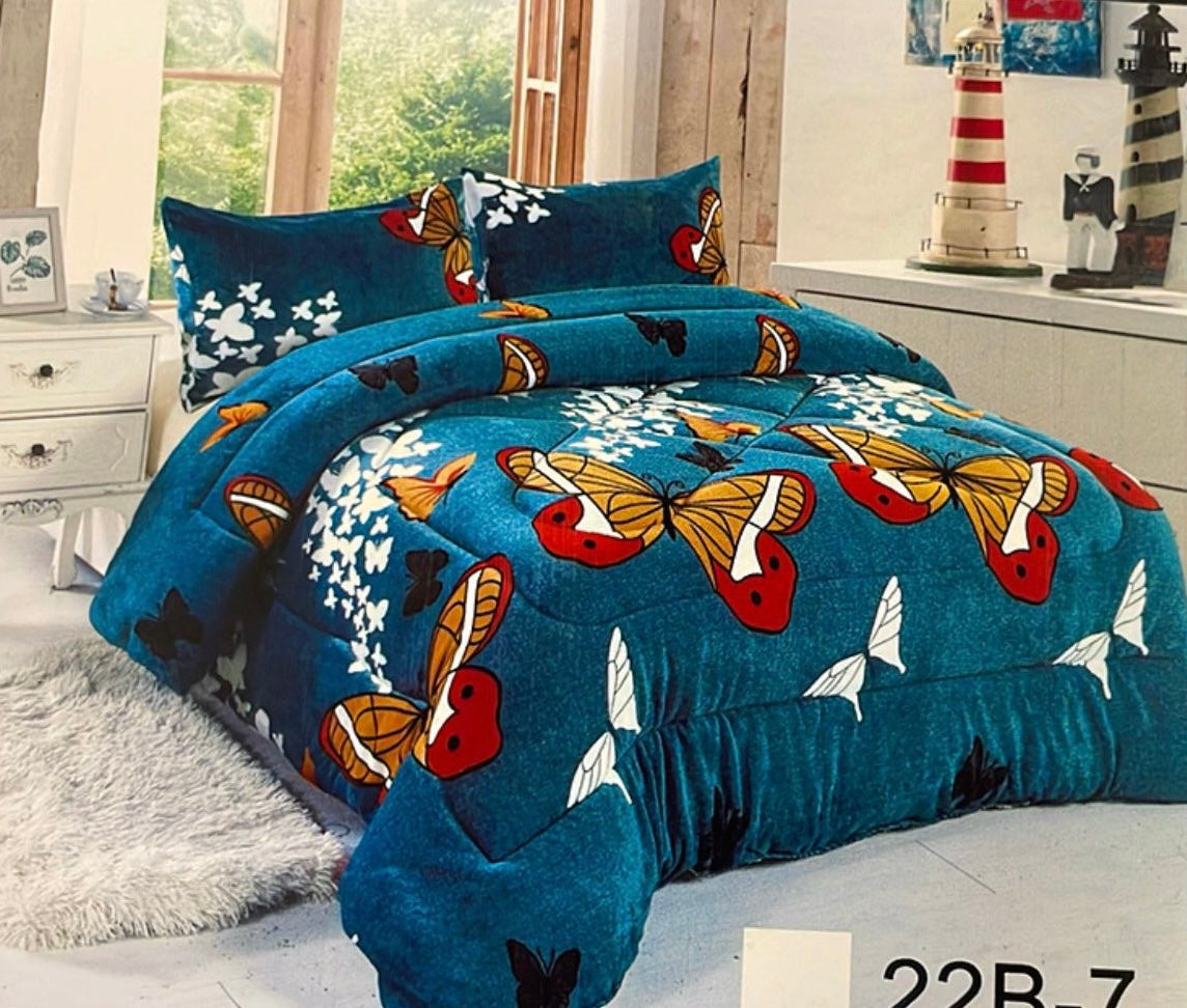 Edredão de inverno em pele de cordeiro com enchimento para todos os tipos de cama de casal com 2 fronhas disponíveis em várias cores