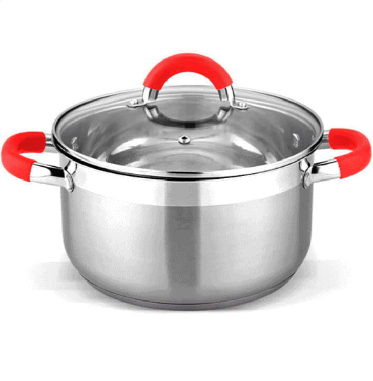 Conjunto de 6 panelas em aço inoxidável com tampas de vidro adequado para todos os tipos de cozinha