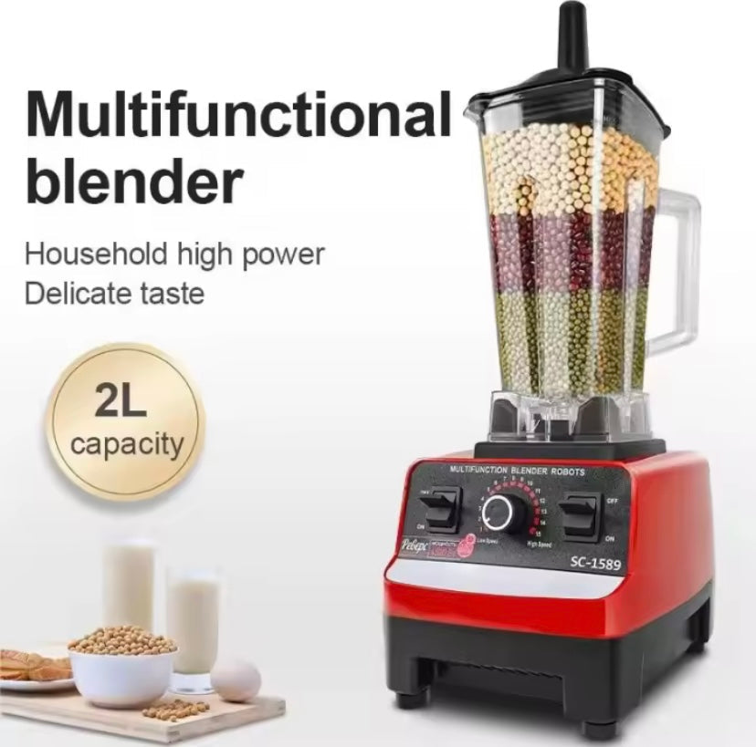 Liquidificador 2 em 1 de 2000 W com capacidade de 2 litros, liquidificador e moinho para café e especiarias