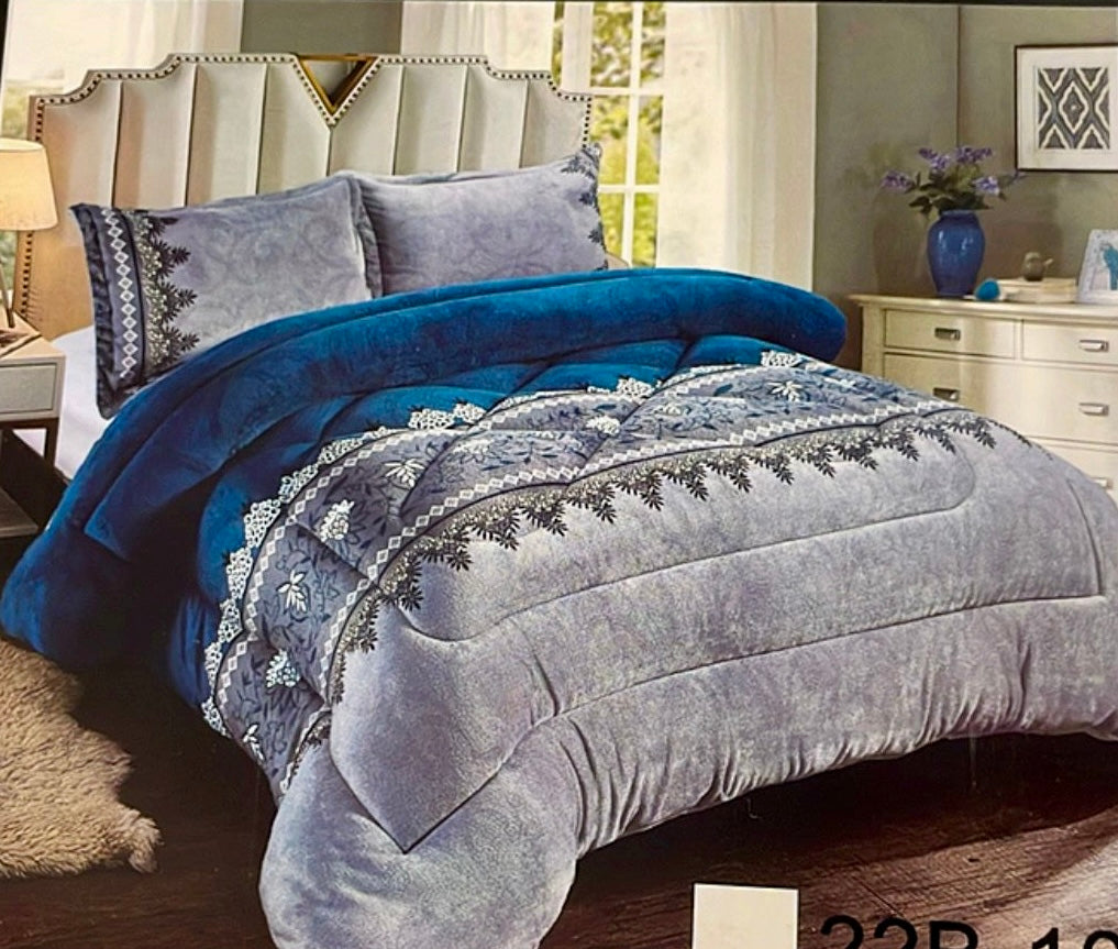 Edredão de inverno em pele de cordeiro com enchimento para todos os tipos de cama de casal com 2 fronhas disponíveis em várias cores